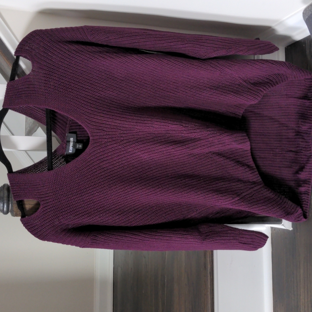 Cold shoulder express sweater